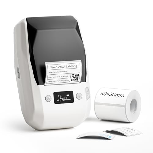 NIIMBOT M2 Label Maker with Tape, 2" Thermal Transfer Label Printer, White | Support Color Ribbon Printing 300DPI Bluetooth Sticker Printer for Office Small Business Lab Cable Use, Work with Phones & PC - color: White