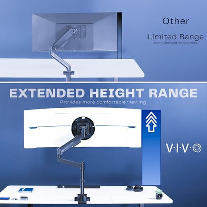 VIVO Heavy Duty Ultrawide Monitor Arm with Pole, 57 inch Screens up to 59.4 lbs, Desk Mount TV and Monitor Stand Designed for Samsung Odyssey Ark, Neo G9, ViewFinity S9, and More, Black, STAND-GT57T