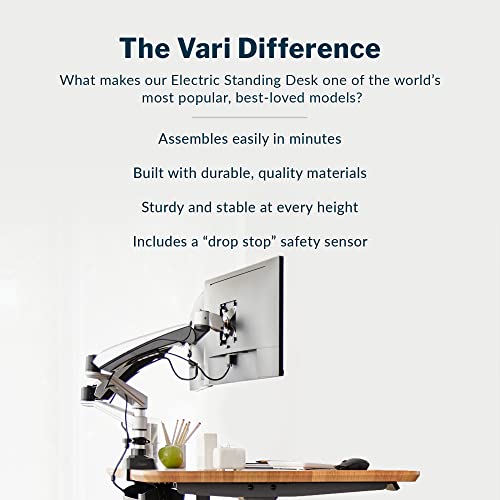 Vari Classic Electric Standing Desk – 72x30 – Butcher Block/Slate - color: Butcher Block / Slate Legs, size: 72 in x 30 in