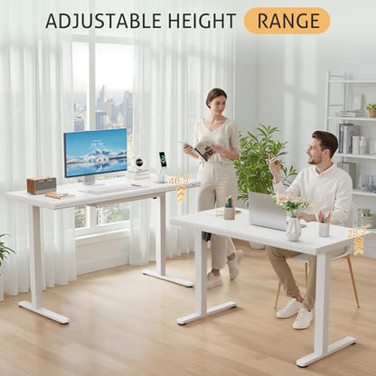 Furmax Adjustable Height Electric Standing Desk with Drawers, 48 Inch Sit Stand Desk with One-Piece Thickened Desktop & USB Charging Port for Home Office Computer Desks (White Desktop, 48 Inch) - color: White Desktop