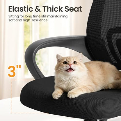 OLIXIS Office Desk Chair, Ergonomic Computer Chair, Lumbar Support | Height Adjustable, Fixed Armrest, Rocking Mode, 360 Swivel, 2 Pack Home, Black - color: Black, size: 2 Pack