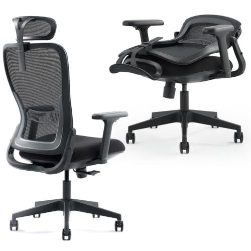 Tervo Model Y | Folding Office Chair for Small Spaces | Gaming Chair for Adults & Kids | Ergonomic Mesh Computer Chair | Foldable Desk Chair Home Work | - color: Midnight Black