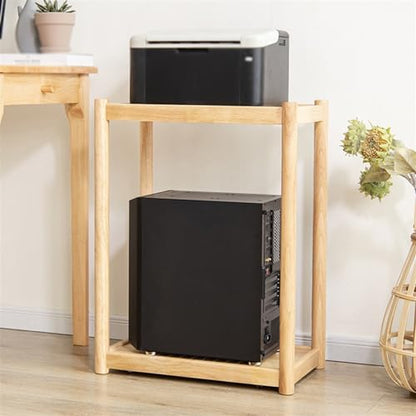 CPU Stand Wood PC Tower Stand CPU Holder Multi-Tier CPU Rolling Stand Mobile Desktop Printer Cart with Invisible Caster Wheels for Office Home PC Tower Stand(Medium) - size: Medium