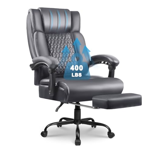 OFIKA Office Chair,Executive Heavy Duty Office Chair with Foot Rest Ergonomic High Back Computer Gaming Chairs Home Office 400lbs,Big and Tall Lumbar Support (Grey) - color: Foot Rest-gray