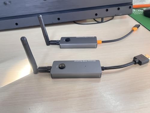 650Ft/200M Wireless USB-C to HDMI KVM Transmitter and Receiver Kit 1080P@60Hz Wireless KVM Long-Range USB Extender Support Screen Streaming & Keyboard/Mouse Signal Extension, PD100W Fast Charging - color: Silver