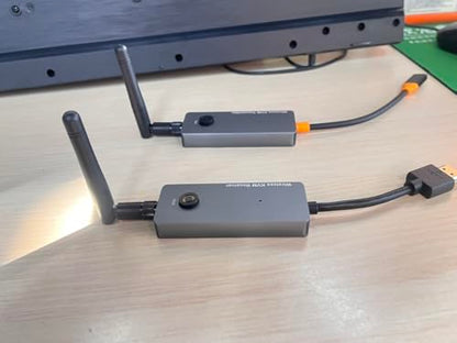 650Ft/200M Wireless USB-C to HDMI KVM Transmitter and Receiver Kit 1080P@60Hz Wireless KVM Long-Range USB Extender Support Screen Streaming & Keyboard/Mouse Signal Extension, PD100W Fast Charging - color: Silver