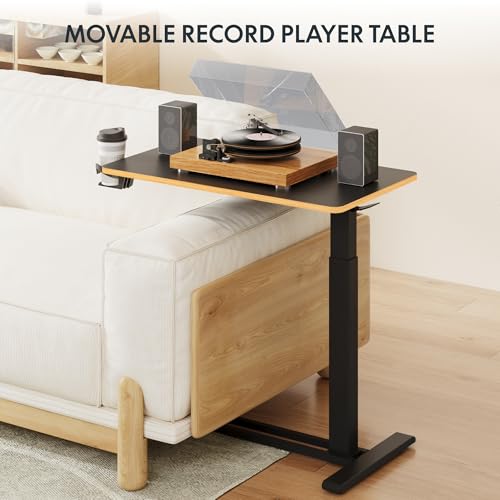 FLEXISPOT H7 32" Pneumatic Height-Adjustable Overbed Table with Wheels - color: Black Maple, size: Large