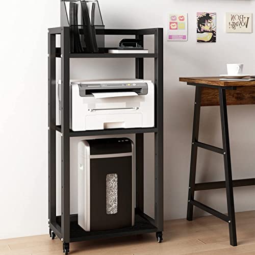 Natwind 3-Tier Tall Printer Stand,Shredder Stand Computer Host Holde,Black - color: Black