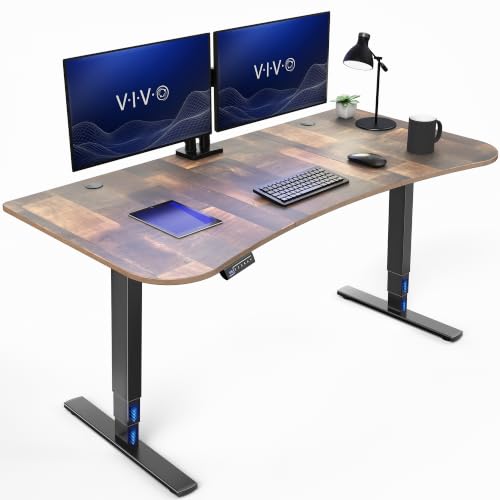 VIVO Reclaimed Wood 63 x 32 in Standing Desk, DESK-KIT-2EBP - color: Reclaimed Wood Top / Black Frame, size: 63 x 32 inch