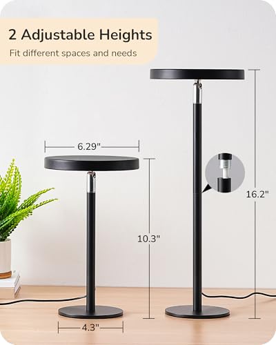 EDISHINE LED Table Lamp, Desk Lamp with 2 Adjustable Height, High CRI 90+ - color: Black