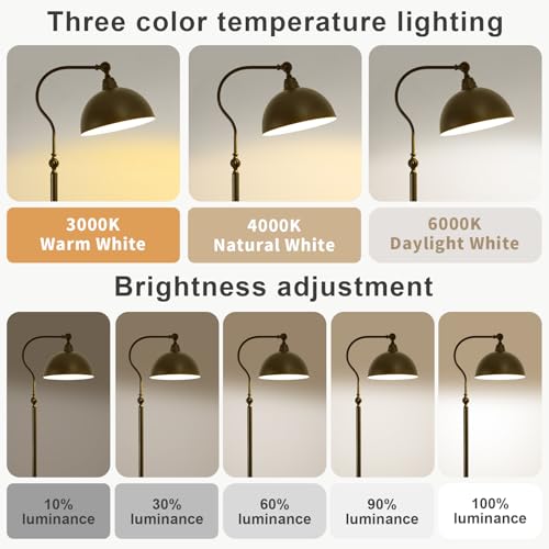 Bright Reading Floor Lamp with Remote and Bluetooth Dimming - color: Black Remote Dimming