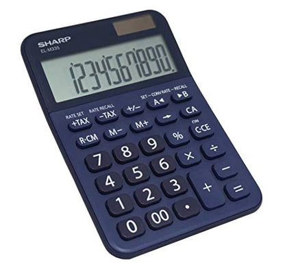 Sharp EL-M335 10-Digit Extra Large Desktop Calculator with Currency Conversion Functions, Tax, Percent and Backspace Keys, and a Large Angled LCD Display, Perfect for Home or Office Use | Extra Large Display, Currency Conversion Functions, Tax, Percent &