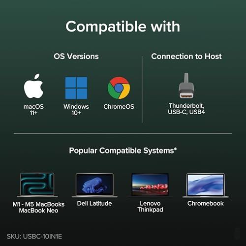 Plugable USB C Hub: 10-in-1 Multiport Adapter (8K/4K 144Hz HDMI 2.1, 2.5G Ethernet, 140W Charging, 10Gbps Data) Driverless IT Deployment for MacBook Pro/Air Windows Thunderbolt Chromebook, USBC-10IN1E