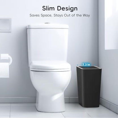 Lysam 4 Gallon Trash Can 3 Packs, Bedroom Trash Can with Lid & Trash Bags | Small Garbage Can Press-Top for Dog & Child Proof, Oder Seal, Waste Basket for Bedroom, Office, Living Room, Bathroom, White - color: White - 3 Packs