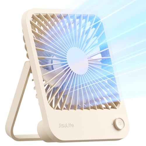 JISULIFE Small Desk Fan, 180° Foldable Portable Fan - color: Brown, size: 2000mAh