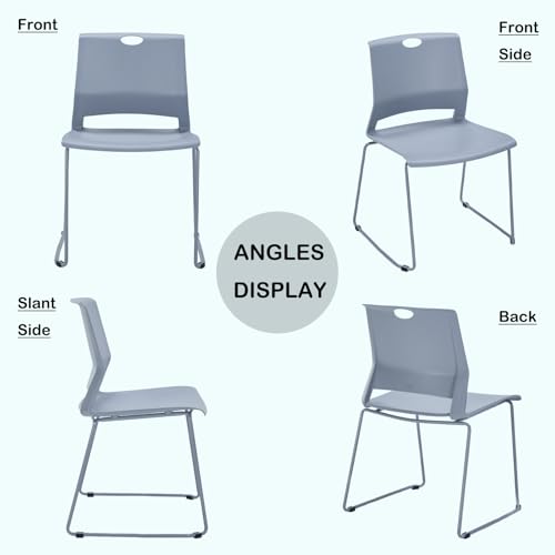 Grey Stackable Chairs Set of 4 for Break Conference Room Church Lobby - color: Grey, size: 4 pack