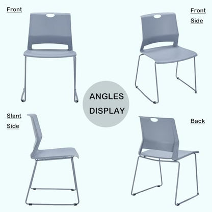 Grey Stackable Chairs Set of 4 for Break Conference Room Church Lobby - color: Grey, size: 4 pack
