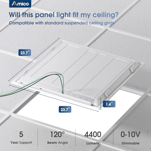 Amico 2 Pack 2x2 LED Flat Panel Light with 3CCT, 40W, 5000LM, UL/FCC