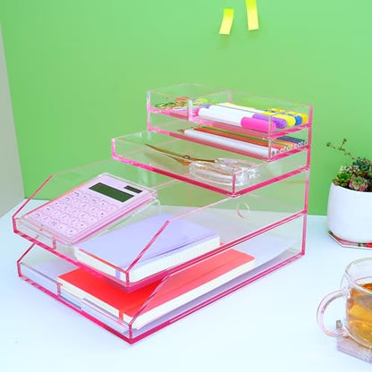 Acrylic Calculator with Stand, Battery and Solar Hybrid Powered Basic Calculator 12-Digit LCD Display,Home Office Desktop Accessories(Pink) - color: Pink