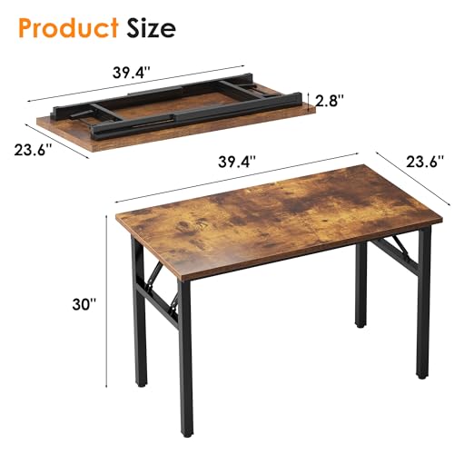 Need Small Folding Computer Desk, 39.4 Inch Writing Table, Rustic Brown - color: Rustic Brown, size: 39.4 inches