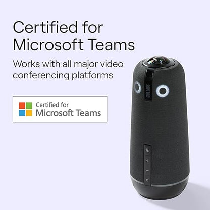 Meeting Owl 4+ 360-Degree, 4K Smart Video Conference Camera, Microphone, and Speaker (Automatic Focus, Zooming, Noise Equalizing, Certified for Microsoft Teams)
