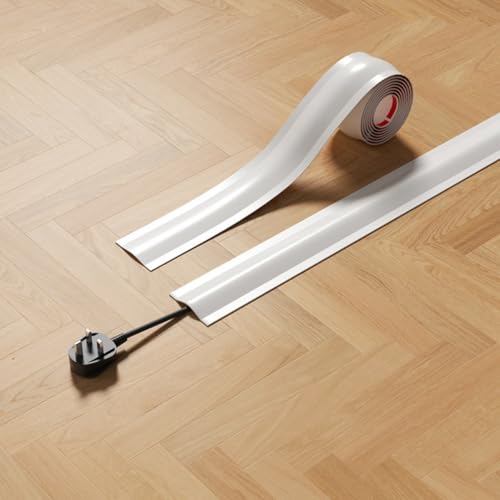 Floor Cable Cover Wire Management Raceway, Cord Protector for Floor Wires, Anti-Trip Cable Organizer for Home Office & Gaming Setup, Easy-Install Wire Hider for Electrical Cords