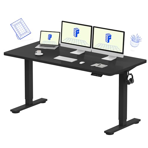 FLEXISPOT EN1 One-Piece Standing Desk, Electric Adjustable with 4 Memory Presets, 176 LBS Capacity, Stable & Quiet, Seamless Desktop for Home Office & Dual Monitors, 60"x24" Black - color: Black, size: 60x24"