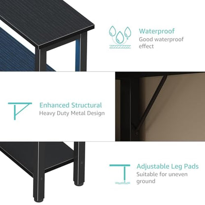 Lufeiya L Shaped Gaming Desk with Storage Shelves, 47 inch Home Office Desk with Monitor Stand, Computer Desk with LED Lights,Power Outlets and Fabric Drawers, Black - color: Black