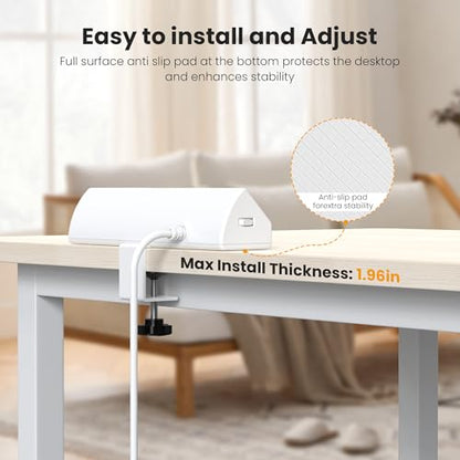 VILONG Desk Clamp Power Strip USB C 65W,Edge Mount Outlet,6FT,White - color: White