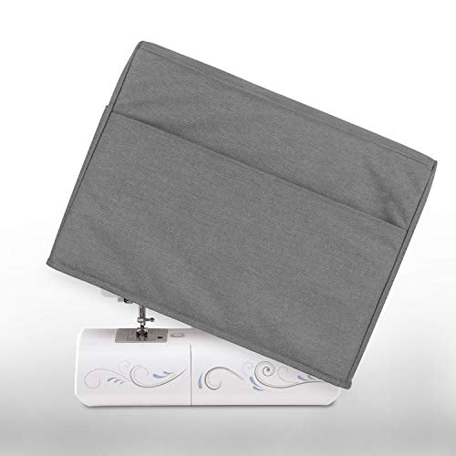 Luxja Sewing Machine Dust Cover Compatible with Brother & Singer, Gray | Cover with Pockets for Extra Accessories - color: Gray