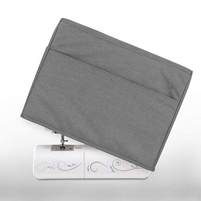 Luxja Sewing Machine Dust Cover Compatible with Brother & Singer, Gray | Cover with Pockets for Extra Accessories - color: Gray