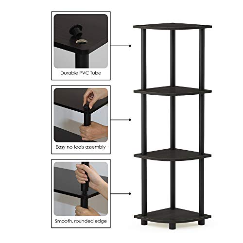Furinno Turn-N-Tube Toolless Assembly 4-Tier Storage Shelves, Espresso - color: Espresso/Black, size: 4-Tier