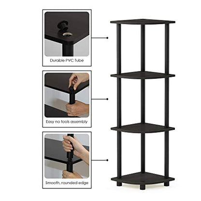 Furinno Turn-N-Tube Toolless Assembly 4-Tier Storage Shelves, Espresso - color: Espresso/Black, size: 4-Tier