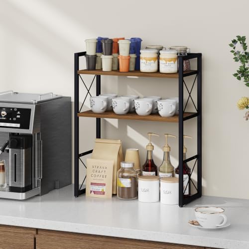 YINMIT Desk Shelf Organizer for Top of Desk with 3-Tier Open Shelves - color: Brown-3tier