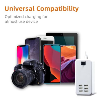 USB Charger Station Multi Port, Portable 6 Ports Chargers for Multiple Devices, Wall Charger Adapter for iPhone 17 16 15 pro max Samsung Galaxy S25/S24/S23
