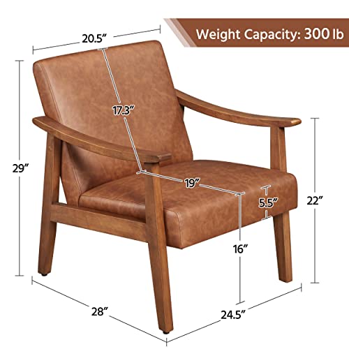 Yaheetech Accent Chairs Set of 2, Mid-Century Armchairs, Light Brown - color: Light Brown