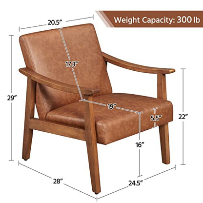 Yaheetech Accent Chairs Set of 2, Mid-Century Armchairs, Light Brown - color: Light Brown