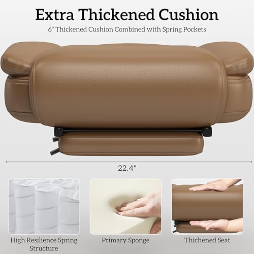 GYI 160 Reclining Office Chair with Footrest, Big & Tall Desk Chair, Brown | Cross Legged Seat, High Back, Faux Leather, Heavy Duty Base, Adjustable Height, for Home, Executive - color: Brown