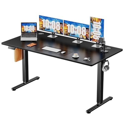 Sweetcrispy Electric Standing Desk, Computer Desk, 55 Inch | Height Adjustable, Memory Preset Splice Board, Gaming Rising Table, Home Office Workstation, Black - color: Black, size: 55x24 inch