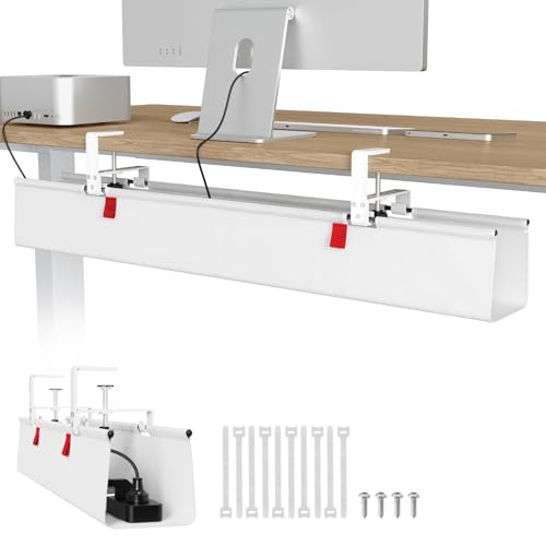 Univivi No Drill Under Desk Cable Management Tray, 36 inch Cable Management - color: White, size: 36"L x 5.5"W