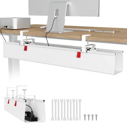 Univivi No Drill Under Desk Cable Management Tray, 36 inch Cable Management - color: White, size: 36"L x 5.5"W