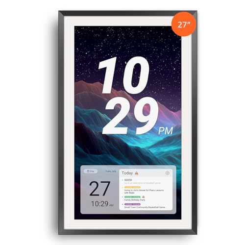 Apolosign 27-inch Digital Calendar, Smart Wall Planner with Calendar Sync, Chore Chart, Meal Planner, Install Apps & Dashboard, Electronic Touchscreen Display for Family Schedules, Dual Mode, Wall Mount Included (Black) - color: Black