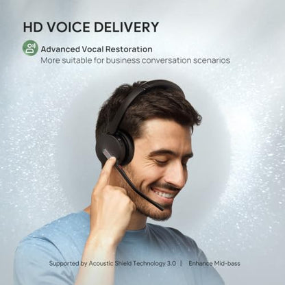 Yealink BH70 UC Bluetooth Headset with Mic for Work from Home Flip-to-Mute - color: Black (UC), style: Mono (USB-C to A)