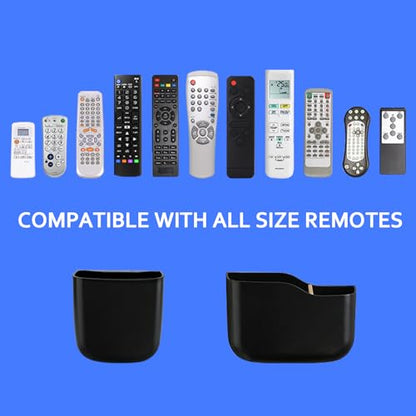 SUNFICON Remote Holder Wall Mount TV FAN Remote Control Holder Bedside Caddy Wall Organizer Phone Holder for Office Adhesive Media Player Controller Holder Box Tray Home Desk Nightstand 2 SMALL BLACK - color: 2SMALL BLACK