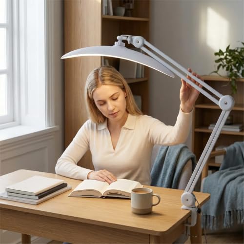 Clip On Light for Desk, 48W LED Craft Lights for Projects, Hobby Lamp | 48W Dimmable LED Light Bar for Desk with Clamp, Eye-Caring Crafting Light for Painting, Nail Art & Puzzles