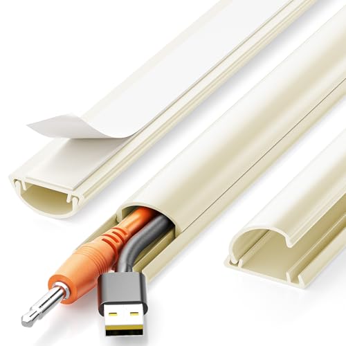 Delamu 42.5in Beige Self Adhesive Cord Hider Wall, Cord Cover, 1.18"×0.43" - color: Beige, size: 42.5in L X 1.18in W X 0.43in H
