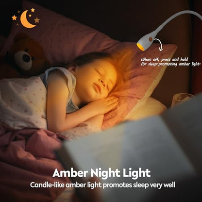 acegoo Minimalist Reading Light for Bed Headboard Dimmable White Book Light Clip on Lamp with USB-C Adapter, Flexible Neck & Handy Lamp Head Switch, CRI 90+ - color: White