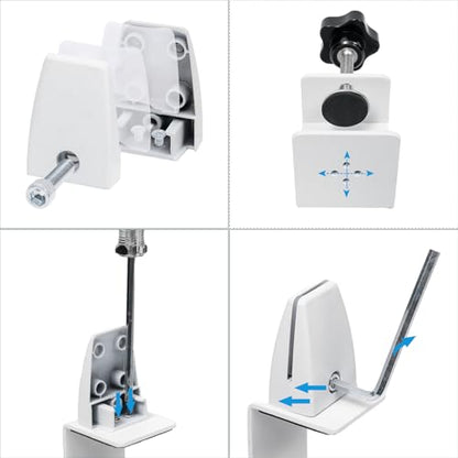 Heavy Duty Sneeze Guard Clamp For 0.1" to 1" Thick Panel,Desk Partition Support Clamps,Adjustable Aluminum Desktop Divider Holder,Easy to Install Desk Privacy Panel Clips, 4 Pack,Silver (White) - color: White