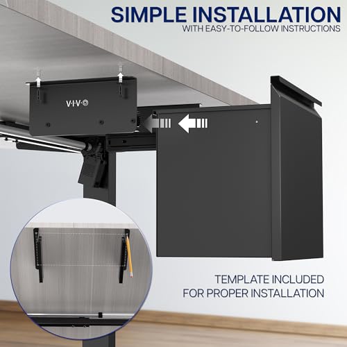 VIVO Black Under Desk Filing Cabinet, MOUNT-FCD1S-B - style: Under Desk Mount