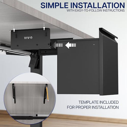 VIVO Black Under Desk Filing Cabinet, MOUNT-FCD1S-B - style: Under Desk Mount